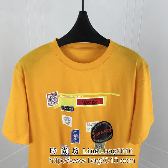 VERSACE範思哲 19ss早春新款 純棉短袖 最新多logo印花圖案 高版本情侶款 ydi2163